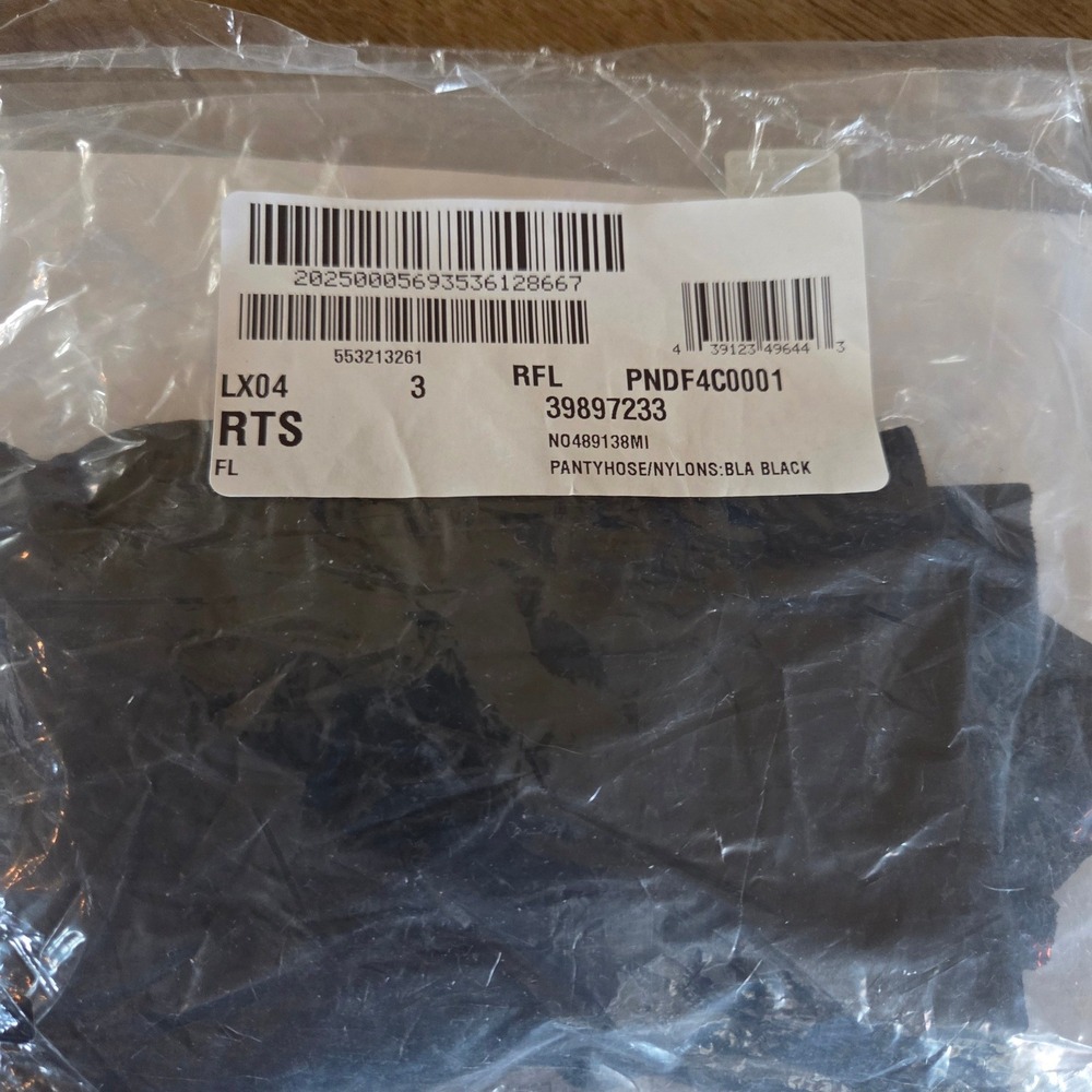 Nordstrom Black Back Seam Sheer Pantyhose Nylons High Waist Control Top Size 3 - Picture 4 of 4